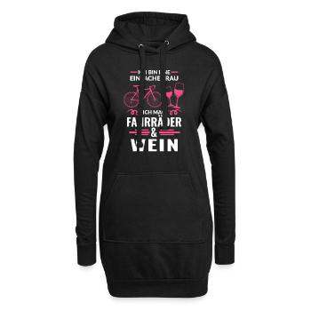 Fahrrad Wein Fahrradfahrerin Geschenk - Hoodie-Kleid - Schwarz - Vorne