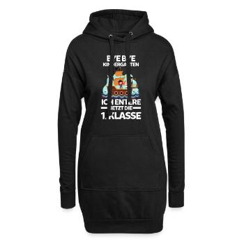 1.Klasse Schulkind Pirat Geschenk - Hoodie-Kleid - Schwarz - Vorne