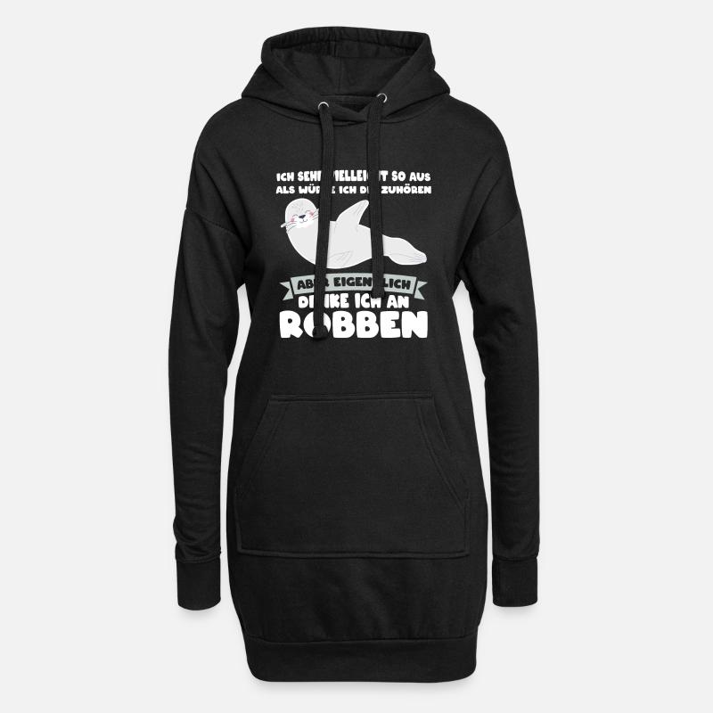 Robbe Seelöwe Seerobben Geschenk - Hoodie-Kleid - Schwarz