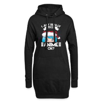 Dessin animé Japonais Caricature - Sweat-shirt à capuche long Femme - noir - Devant