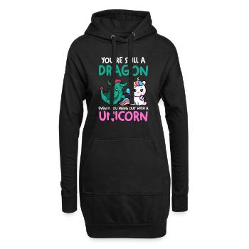 Licorne et Dragon Licorne Dragon Cadeau - Sweat-shirt à capuche long Femme - noir - Devant