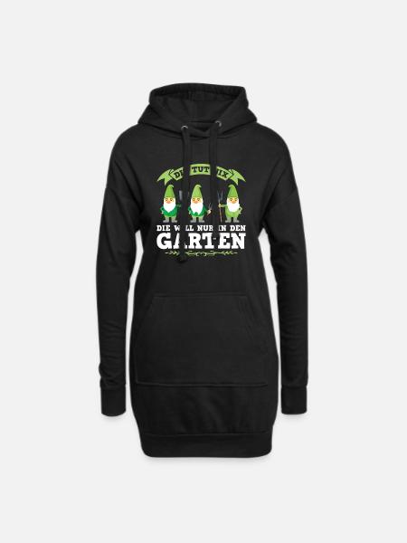 Gärtnerin Zwerge Garten Geschenk - Hoodie-Kleid - Schwarz