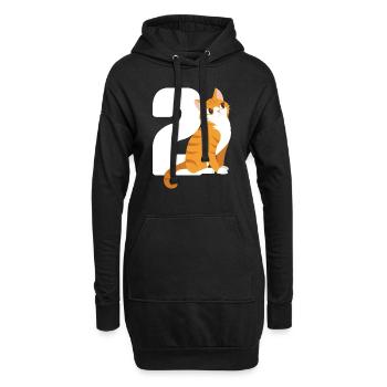 2.Geburtstag Katze 2 Jahre alt Geschenk - Hoodie-Kleid - Schwarz - Vorne