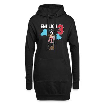 3.Geburtstag Pirat Piraten Geschenk - Hoodie-Kleid - Schwarz - Vorne