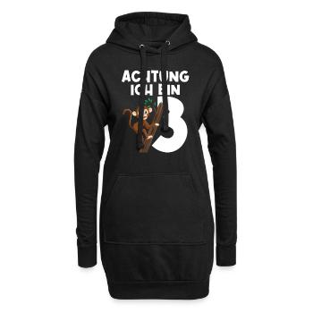 3.Geburtstag Affe Geburtstagsfeier Geschenk - Hoodie-Kleid - Schwarz - Vorne