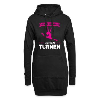 Turnen Mädchen Turnerin Geschenk - Hoodie-Kleid - Schwarz - Vorne