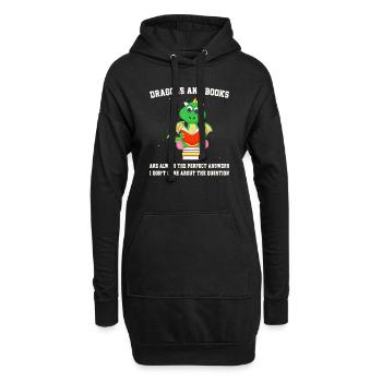 Drache Drache und Buch Drachenliebhaber Geschenk - Hoodie-Kleid - Schwarz - Vorne