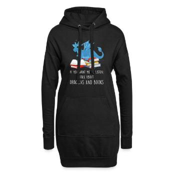 Drache Drache und Buch Drachenliebhaber Geschenk - Hoodie-Kleid - Schwarz - Vorne