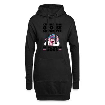 Große Schwester Einhorn Geschwister Geschenk - Hoodie-Kleid - Schwarz - Vorne