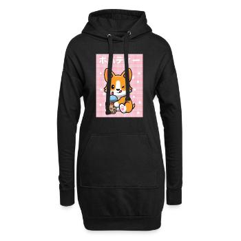 Cottagecore Ästhetisch Otaku Anime Japanisch Milch - Hoodie-Kleid - Schwarz - Vorne