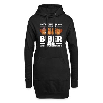 Tiere Bieber Biebern Geschenk - Hoodie-Kleid - Schwarz - Vorne