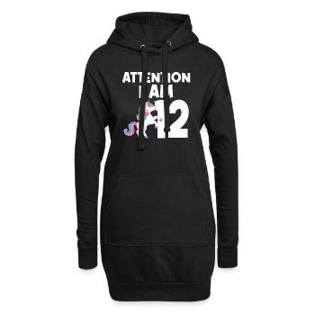 12. Geburtstag Mädchen Einhorn 12. Geburtstag Mädc - Hoodie-Kleid - Schwarz - Vorne