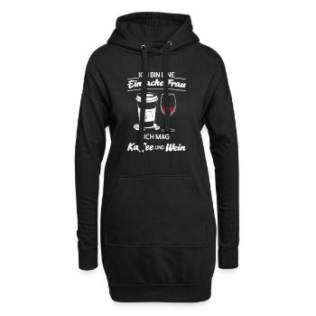 Wein Kaffee Weinliebhaber Geschenk - Hoodie-Kleid - Schwarz - Vorne
