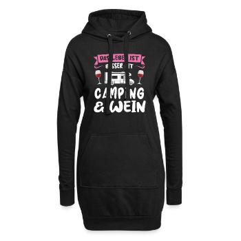 Campen Wein Camper Geschenk - Hoodie-Kleid - Schwarz - Vorne