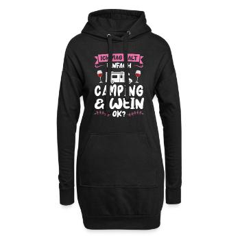 Campen Wein Camper Geschenk - Hoodie-Kleid - Schwarz - Vorne