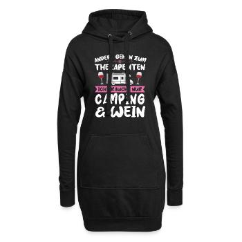 Campen Wein Camper Geschenk - Hoodie-Kleid - Schwarz - Vorne