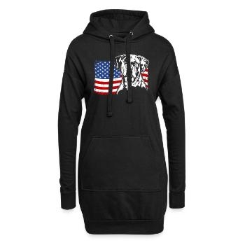 Catahoula Chien Léopard Amérique Drapeau Chiens Wilsigns - Sweat-shirt à capuche long Femme - noir - Devant