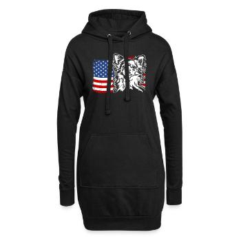 Chihuahua US Amérique Drapeau Chiens Chien Wilsigns - Sweat-shirt à capuche long Femme - noir - Devant