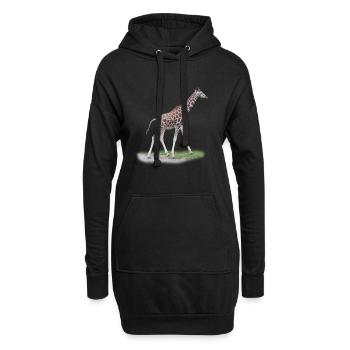 Junge Giraffe - Hoodie-Kleid - Schwarz - Vorne