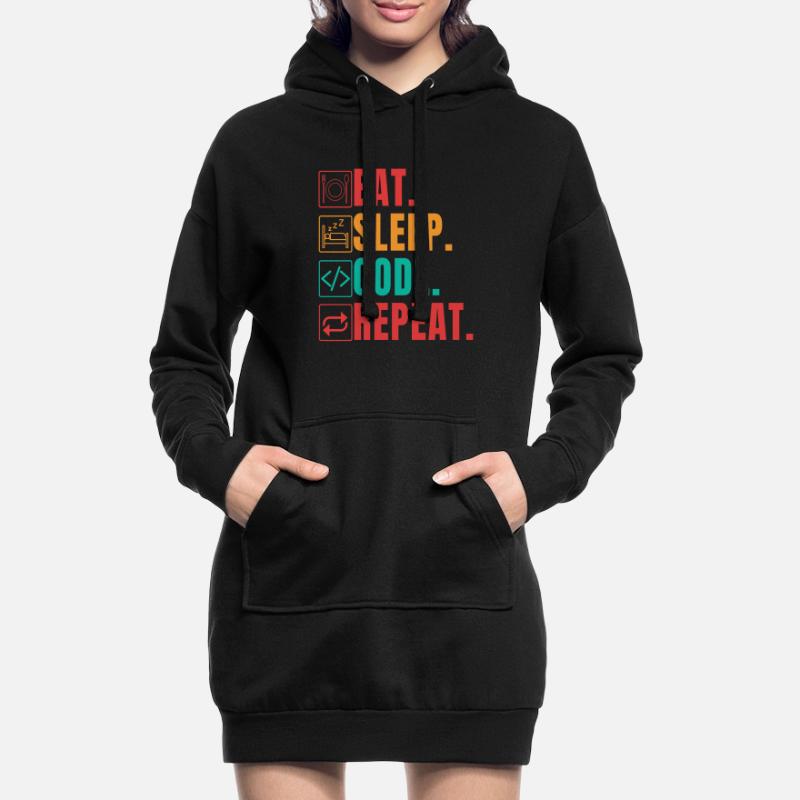 EAT SLEEP CODE REPEAT - FUNNY CODER Hoodie-Kleid