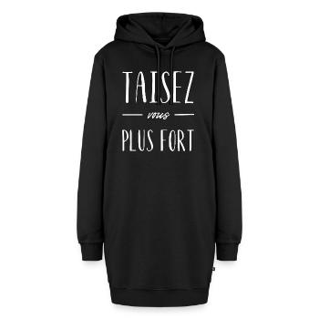 Taisez-vous plus fort - Sweat-shirt à capuche long Femme - noir - Devant