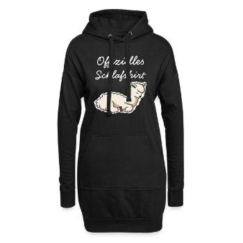 Müdes Lama Pyjama Liebe Llamas Schlafanzug Alpaka - Hoodie-Kleid - Schwarz - Vorne