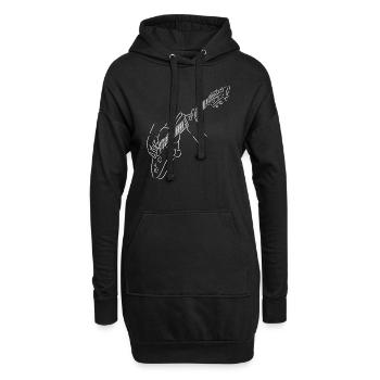Silhouette blanche d’un guitariste. Guitare électrique. - Sweat-shirt à capuche long Femme - noir - Devant