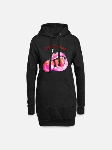 Life is Sweet - Hoodie-Kleid - Schwarz