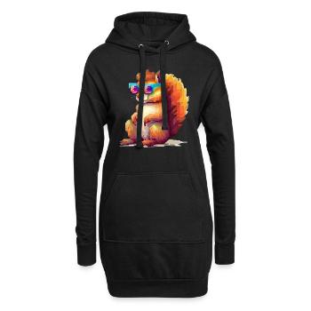 Pixulo das Eichhörnchen - Hoodie-Kleid - Schwarz - Vorne