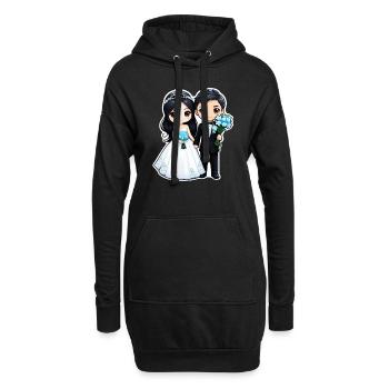 just married - pour mariage - Sweat-shirt à capuche long Femme - noir - Devant