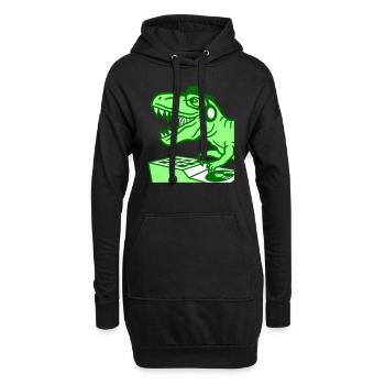 Cool Dino DJ T. Rex Dinosaure Party Club Musique - Sweat-shirt à capuche long Femme - noir - Devant