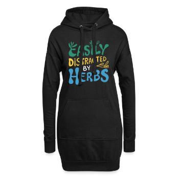 Kräuter-Liebhaber: Leicht abgelenkt - Hoodie-Kleid - Schwarz - Vorne
