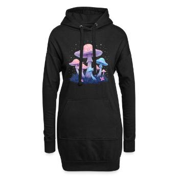 Magische Pilze - Mystische Waldkunst - Hoodie-Kleid - Schwarz - Vorne