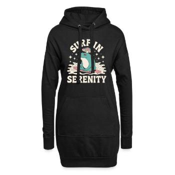Surfen in Serenity - Süßer Frosch Aufkleber - Hoodie-Kleid - Schwarz - Vorne