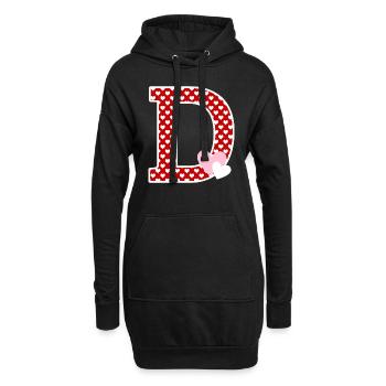 Buchstabe D Herz - Hoodie-Kleid - Schwarz - Vorne