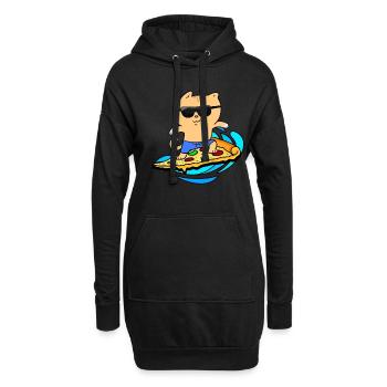 Pizza Cat surfant sur une pizza - Sweat-shirt à capuche long Femme - noir - Devant
