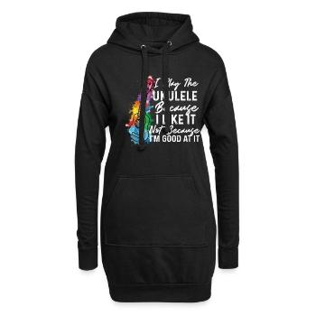 Je joue du ukulélé parce que je l'aime Ukulele Playe - Sweat-shirt à capuche long Femme - noir - Devant