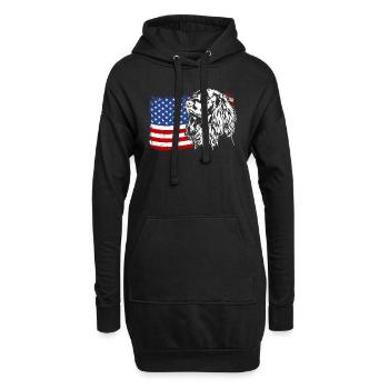 Deutsch Langhaar US Amerika Fahne Hunde Wilsigns - Hoodie-Kleid - Schwarz - Vorne