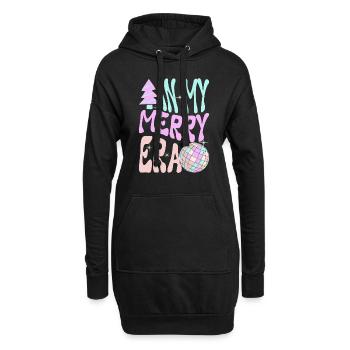 Weihnachten Xmas Spruch Winter In My Merry Era - Hoodie-Kleid - Schwarz - Vorne
