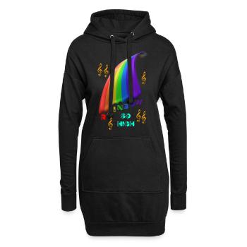 Regenbogen Regenbogen Regenbogen Regenbogen - Hoodie-Kleid - Schwarz - Vorne