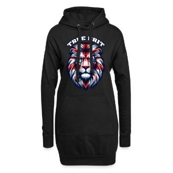 Union Jack Drapeau du Royaume-Uni Lion Face Grande-Bretagne Roi - Sweat-shirt à capuche long Femme - noir - Devant