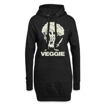 Brokkoli Veggie - Gemüse, vegan - Hoodie-Kleid - Schwarz - Vorne