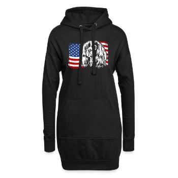 Cavalier King Charles Spaniel Drapeau de l’Amérique des États-Unis - Sweat-shirt à capuche long Femme - noir - Devant