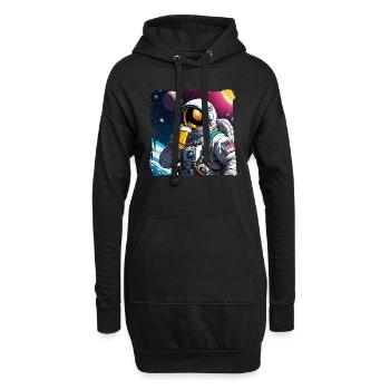 Astronaute buvant de la bière dans l’espace - Sweat-shirt à capuche long Femme - noir - Devant