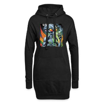 Alien raucht Joint - Hoodie-Kleid - Schwarz - Vorne