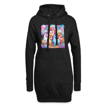 Einhornfamilie - Hoodie-Kleid - Schwarz - Vorne