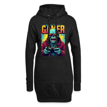 Zocker-Zombie mit Controller - Hoodie-Kleid - Schwarz - Vorne