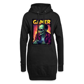 Zombie Gamer mit Controller - Hoodie-Kleid - Schwarz - Vorne