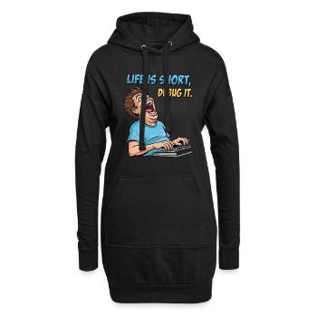 Debug Your Life: Witziges IT Programmierer Shirt - Hoodie-Kleid - Schwarz - Vorne