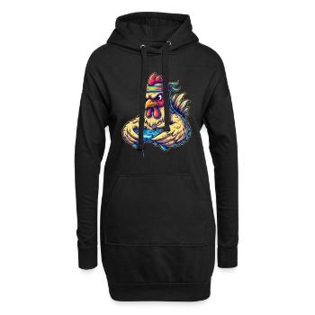 Zocker-Huhn: Game On! 🐔🎮 Lustiger Gamer - Hoodie-Kleid - Schwarz - Vorne